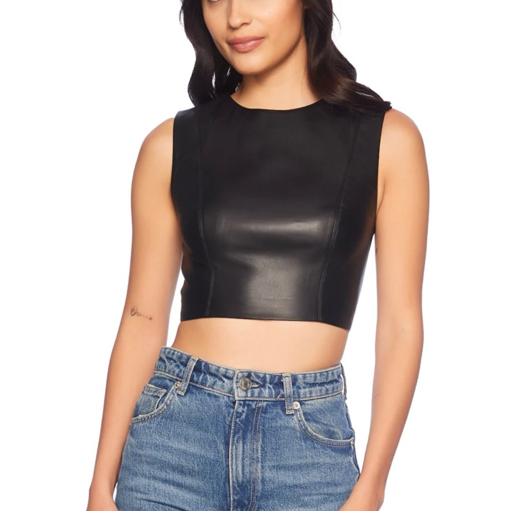Susana Mónaco Faux Leather Sleeveless Top sz S - $168 MSRP